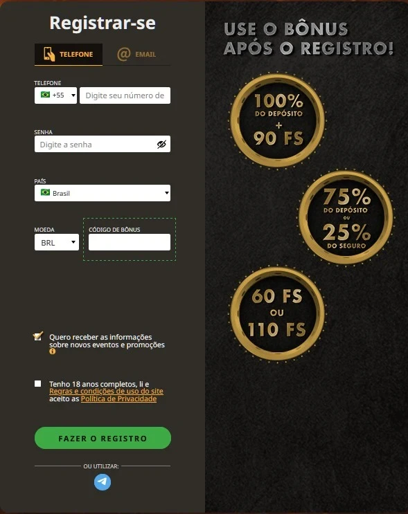 Como funciona o registro no PlayFortuna